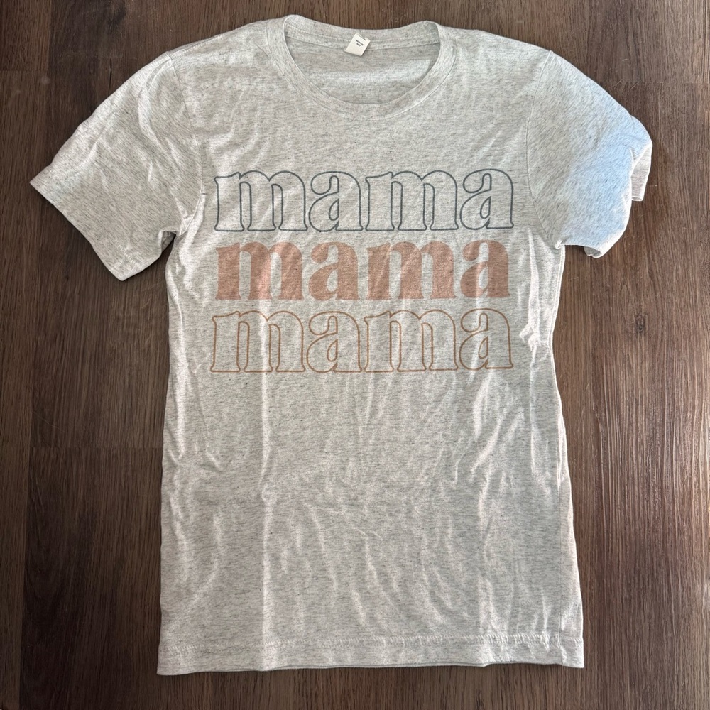 Mama Graphic Tee Shirt Light Gray Short Sleeve‎ Casual Women's Size S